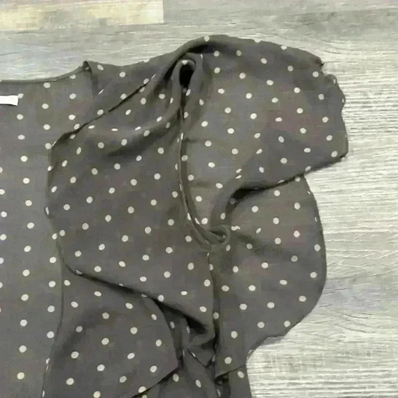 HINGE Grey Polka Dot 100% Silk Shawl Womens Sz M/L Lagenlook Cottagecore - Picture 7 of 7